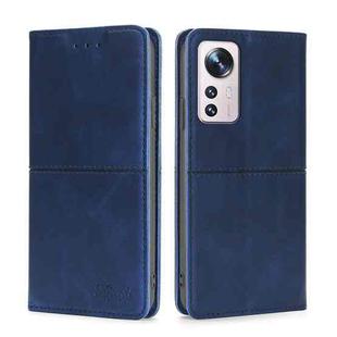 For Xiaomi 12 Pro Cow Texture Magnetic Horizontal Flip Leather Phone Case(Blue)