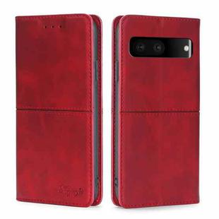 For Google Pixel 7 5G Cow Texture Magnetic Horizontal Flip Leather Phone Case(Red)