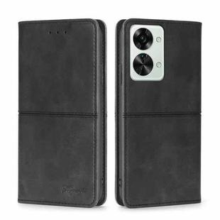For OnePlus Nord 2T Cow Texture Magnetic Horizontal Flip Leather Phone Case(Black)