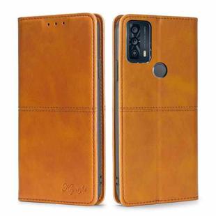 For TCL 20B/6159K Cow Texture Magnetic Horizontal Flip Leather Phone Case(Light Brown)