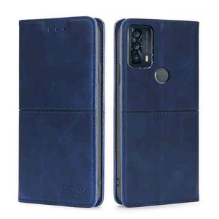 For TCL 20B/6159K Cow Texture Magnetic Horizontal Flip Leather Phone Case(Blue)