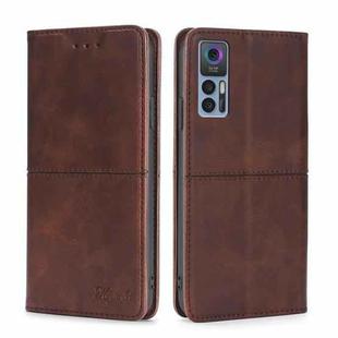 For TCL 30 5G/30+ 5G Cow Texture Magnetic Horizontal Flip Leather Phone Case(Dark Brown)