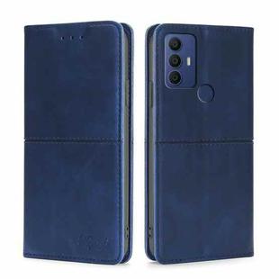 For TCL 30 SE/306/305/Sharp Aqous V6/V6 Plus Cow Texture Magnetic Horizontal Flip Leather Phone Case(Blue)