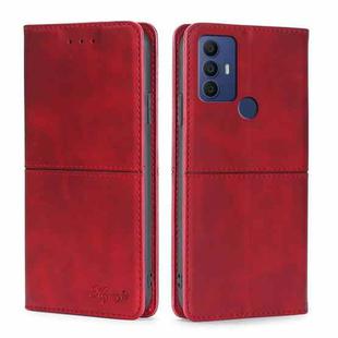 For TCL 30 SE/306/305/Sharp Aqous V6/V6 Plus Cow Texture Magnetic Horizontal Flip Leather Phone Case(Red)