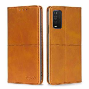 For TCL 205 Cow Texture Magnetic Horizontal Flip Leather Phone Case(Light Brown)