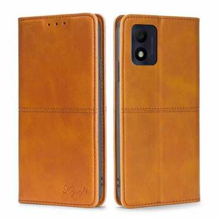 For Alcatel 1B 2022 Cow Texture Magnetic Horizontal Flip Leather Phone Case(Light Brown)