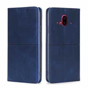 For Fujitsu Arrows F-52B Cow Texture Magnetic Horizontal Flip Leather Phone Case(Blue)