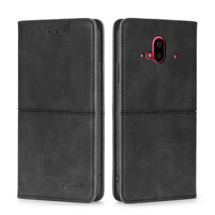 For Fujitsu Arrows F-52B Cow Texture Magnetic Horizontal Flip Leather Phone Case(Black)