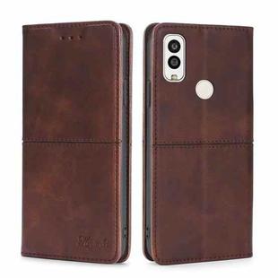 For Kyocera Android One S9 Cow Texture Magnetic Horizontal Flip Leather Phone Case(Dark Brown)