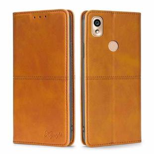 For Kyocera KY-51B Cow Texture Magnetic Horizontal Flip Leather Phone Case(Light Brown)