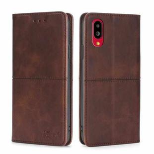 For Sharp Simple Sumaho 6/A201SH Cow Texture Magnetic Horizontal Flip Leather Phone Case(Dark Brown)