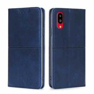 For Sharp Simple Sumaho 6/A201SH Cow Texture Magnetic Horizontal Flip Leather Phone Case(Blue)