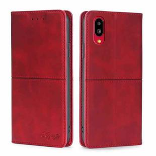 For Sharp Simple Sumaho 6/A201SH Cow Texture Magnetic Horizontal Flip Leather Phone Case(Red)
