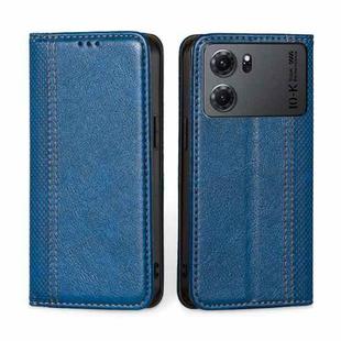 For OPPO K10 5G Grid Texture Magnetic Flip Leather Phone Case(Blue)