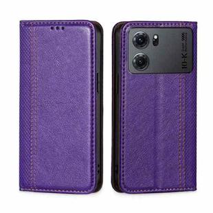 For OPPO K10 5G Grid Texture Magnetic Flip Leather Phone Case(Purple)