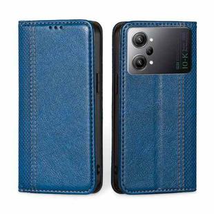 For OPPO K10 Pro 5G Grid Texture Magnetic Flip Leather Phone Case(Blue)