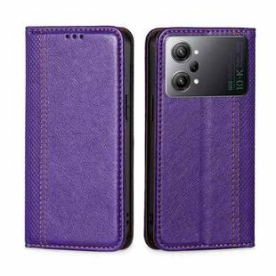 For OPPO K10 Pro 5G Grid Texture Magnetic Flip Leather Phone Case(Purple)