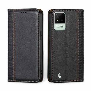 For OPPO Realme Narzo 50i Grid Texture Magnetic Flip Leather Phone Case(Black)