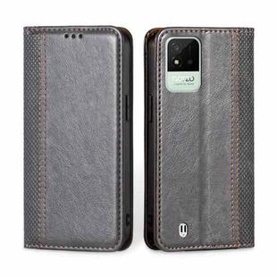 For OPPO Realme Narzo 50i Grid Texture Magnetic Flip Leather Phone Case(Grey)