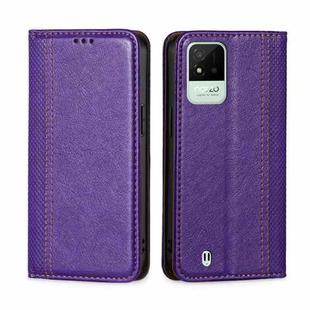 For OPPO Realme Narzo 50i Grid Texture Magnetic Flip Leather Phone Case(Purple)
