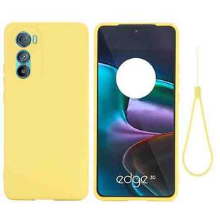 For Motorola Edge 30 Pure Color Liquid Silicone Shockproof Phone Case(Yellow)