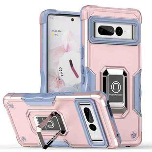 For Google Pixel 7 Pro 5G Ring Holder Non-slip Armor Phone Case(Rose Gold)