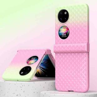 For Huawei P50 Pocket Rainbow Gradient Hinge Shockproof Phone Case(Pink Green)