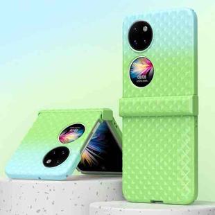 For Huawei P50 Pocket Rainbow Gradient Hinge Shockproof Phone Case(Green Blue)