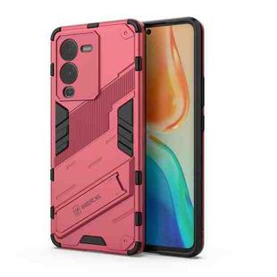 For vivo S15 Punk Armor PC + TPU Phone Case with Holder(Light Red)