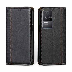 For Xiaomi Redmi K50 / K50 Pro Grid Texture Magnetic Flip Leather Phone Case(Black)