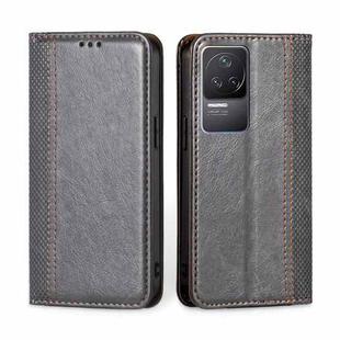 For Xiaomi Redmi K50 / K50 Pro Grid Texture Magnetic Flip Leather Phone Case(Grey)