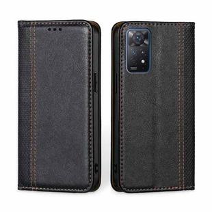 For Xiaomi Redmi Note 11 Pro 4G/5G Global Grid Texture Magnetic Flip Leather Phone Case(Black)