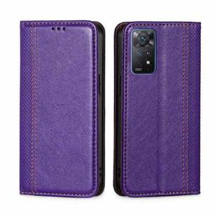 For Xiaomi Redmi Note 11 Pro 4G/5G Global Grid Texture Magnetic Flip Leather Phone Case(Purple)