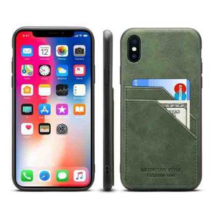 For iPhone X / XS Card Slots Full Coverage PU+TPU Phone Case(Green)