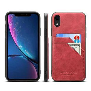 For iPhone XR Card Slots Full Coverage PU+TPU Phone Case(Red)