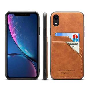 Card Slots Full Coverage PU+TPU Phone Case For iPhone XR(Brown)