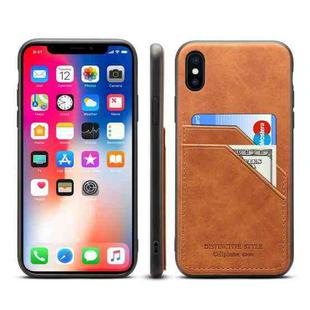 Card Slots Full Coverage PU+TPU Phone Case For iPhone XS Max(Brown)