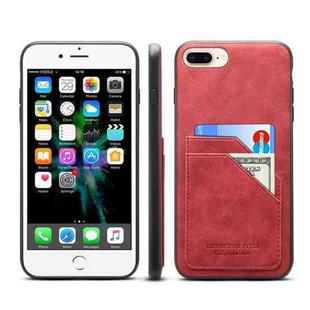 Card Slots Full Coverage PU+TPU Phone Case For iPhone 8 Plus / 7 Plus(Red)