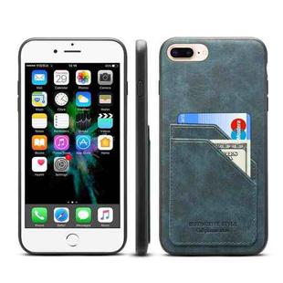 Card Slots Full Coverage PU+TPU Phone Case For iPhone 8 Plus / 7 Plus(Blue)