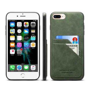 Card Slots Full Coverage PU+TPU Phone Case For iPhone 8 Plus / 7 Plus(Green)