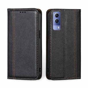 For vivo Y53s 5G / iQOO Z5x / T1x Grid Texture Magnetic Flip Leather Phone Case(Black)