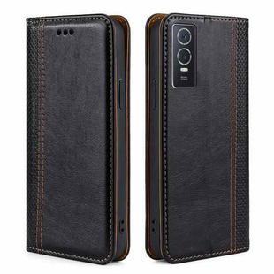 For vivo Y76s China / Y74s Grid Texture Magnetic Flip Leather Phone Case(Black)