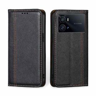For vivo iQOO 9 Pro 5G Grid Texture Magnetic Flip Leather Phone Case(Black)