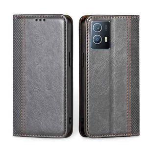 For vivo iQOO U5 Grid Texture Magnetic Flip Leather Phone Case(Grey)