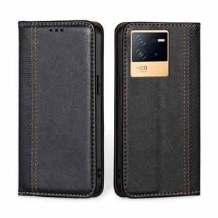 For vivo iQOO Neo6 5G Grid Texture Magnetic Flip Leather Phone Case(Black)