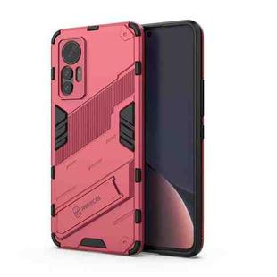 For Xiaomi 12 Lite Punk Armor PC + TPU Phone Case with Holder(Light Red)