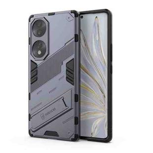 For Honor 70 Punk Armor 2 in 1 PC + TPU Shockproof Case with Invisible Holder(Grey)