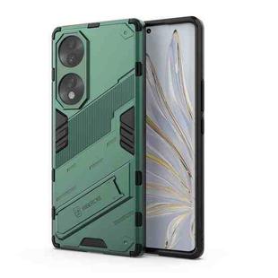 For Honor 70 Punk Armor 2 in 1 PC + TPU Shockproof Case with Invisible Holder(Green)