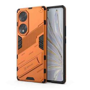 For Honor 70 Punk Armor 2 in 1 PC + TPU Shockproof Case with Invisible Holder(Orange)