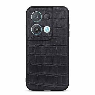 For OPPO Reno8 Pro+ Crocodile Texture Genuine Leather Phone Case(Black)